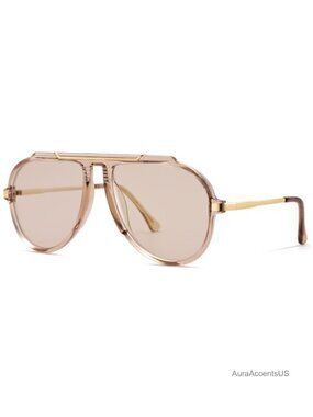 Oversized Aviator Sunglasses Retro 70s Top Bar UV400 Full-Frame Plastic